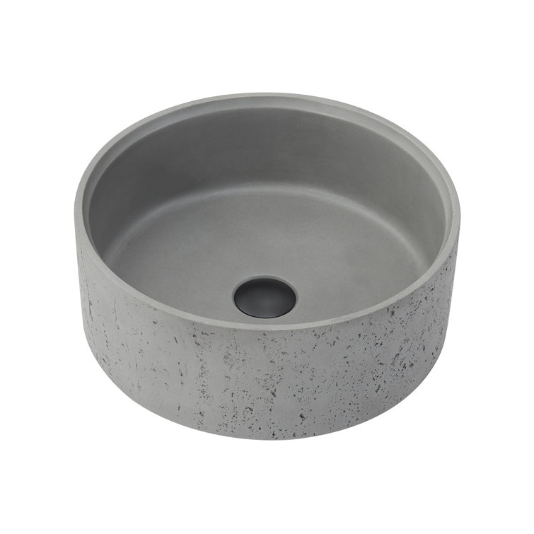 Almonte 15.4'' Circular Industrial Gray Stone Vessel Sink