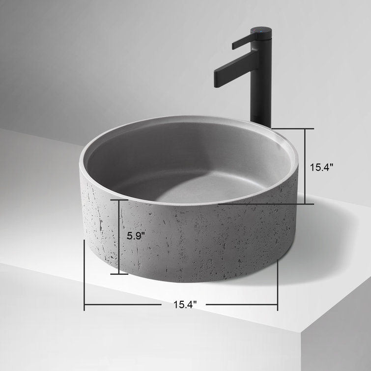 Almonte 15.4'' Circular Industrial Gray Stone Vessel Sink
