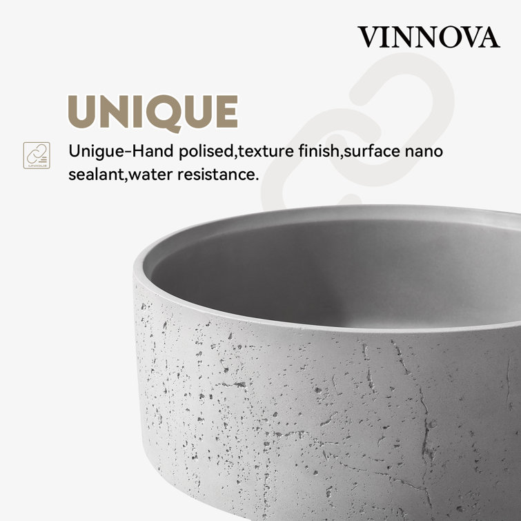Almonte 15.4'' Circular Industrial Gray Stone Vessel Sink