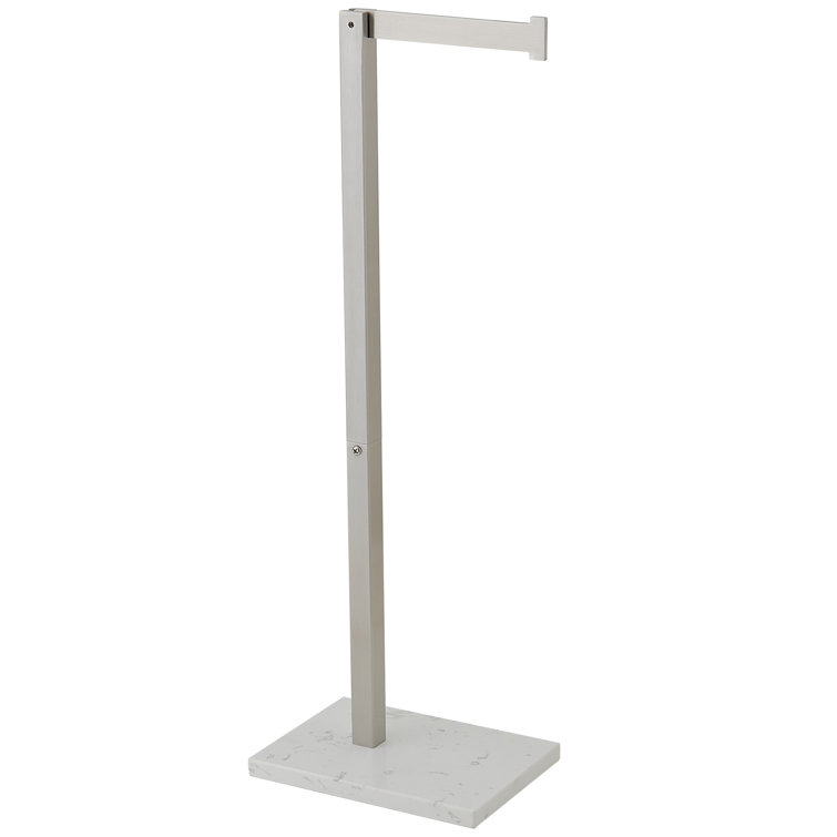 Brushed Nickel Freestanding Toilet Paper Holder with Marble Base