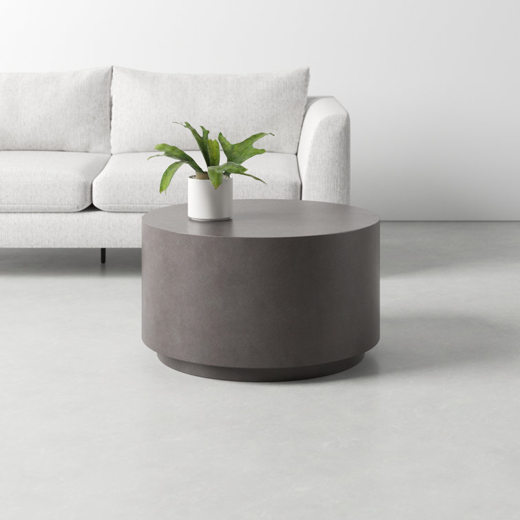 Gray Round Concrete Indoor/Outdoor Coffee Table