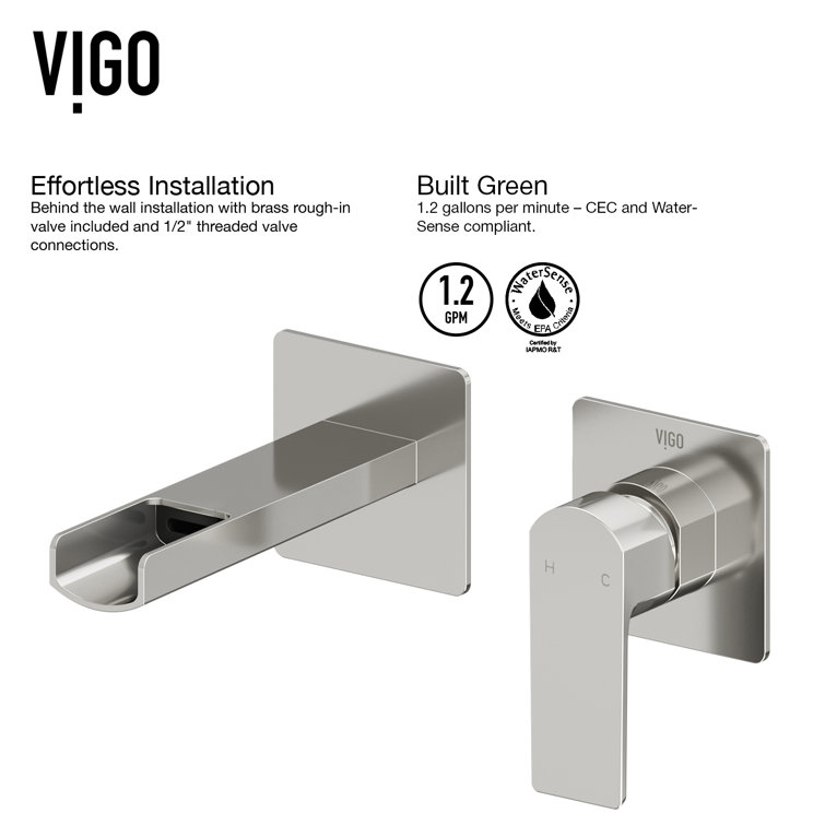 Modern Contemporary Black Nickel Wall Mounted Bathroom Faucet