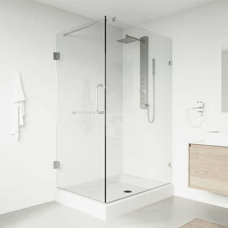 Pacifica 48" Frameless Clear Glass Shower Enclosure with Chrome Finish