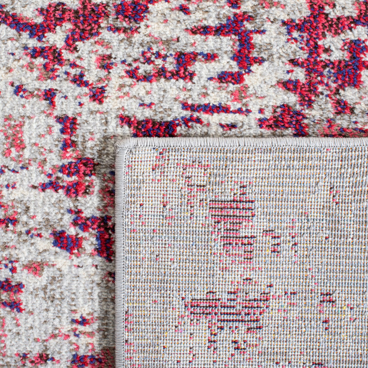 Beige and Wine Abstract Hand-knotted Synthetic Rug