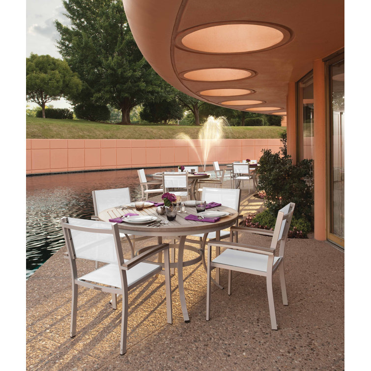Carbon and Gray Aluminum Stackable Outdoor Dining Chairs with Tekwood Arms