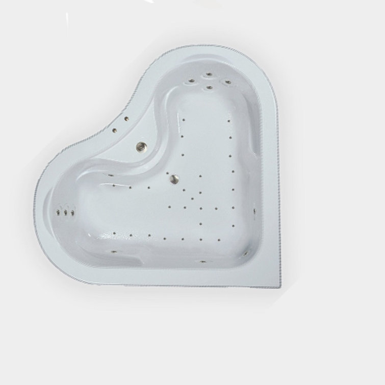 64'' White Acrylic Corner Air Bathtub with Center Drain