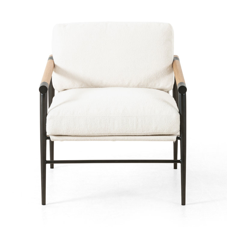 Fayette Cloud Textural Leather Chair with Carbon Steel Legs