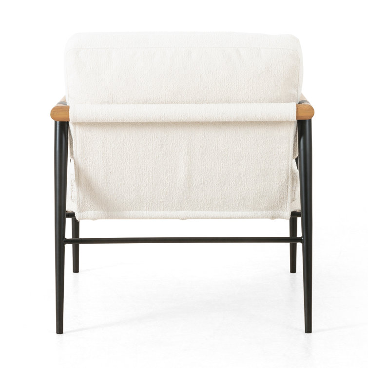 Fayette Cloud Textural Leather Chair with Carbon Steel Legs