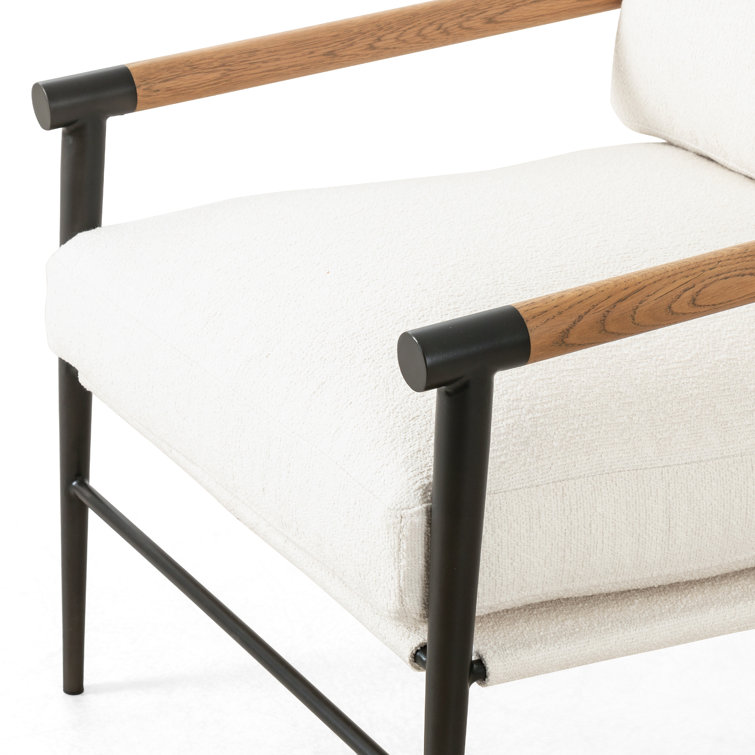 Fayette Cloud Textural Leather Chair with Carbon Steel Legs