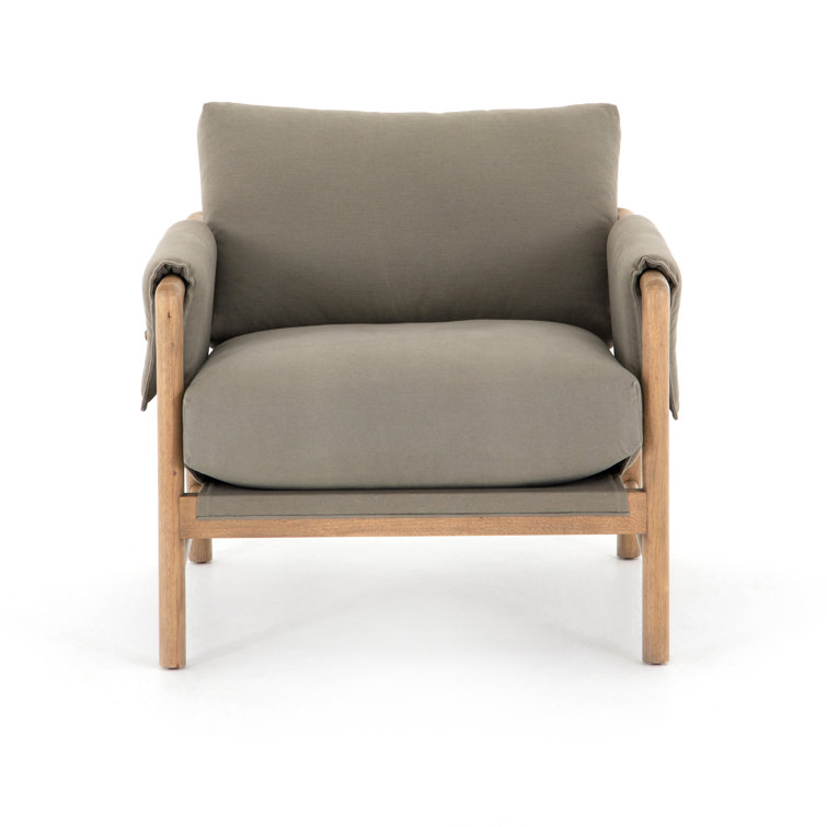 Villa Olive Contemporary Wood Accent Chair with Decorative Toggles