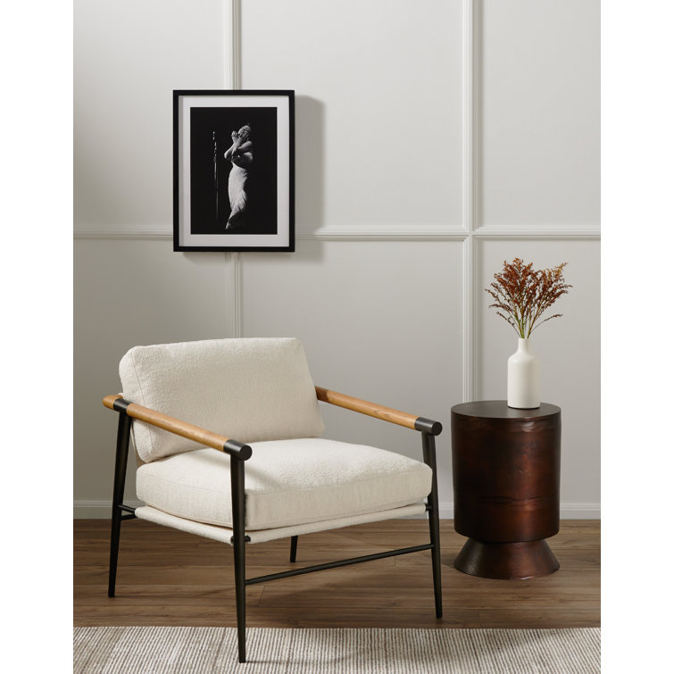 Fayette Cloud Textural Leather Chair with Carbon Steel Legs