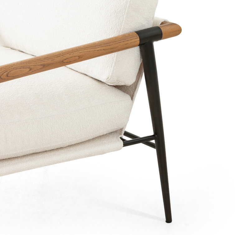 Fayette Cloud Textural Leather Chair with Carbon Steel Legs