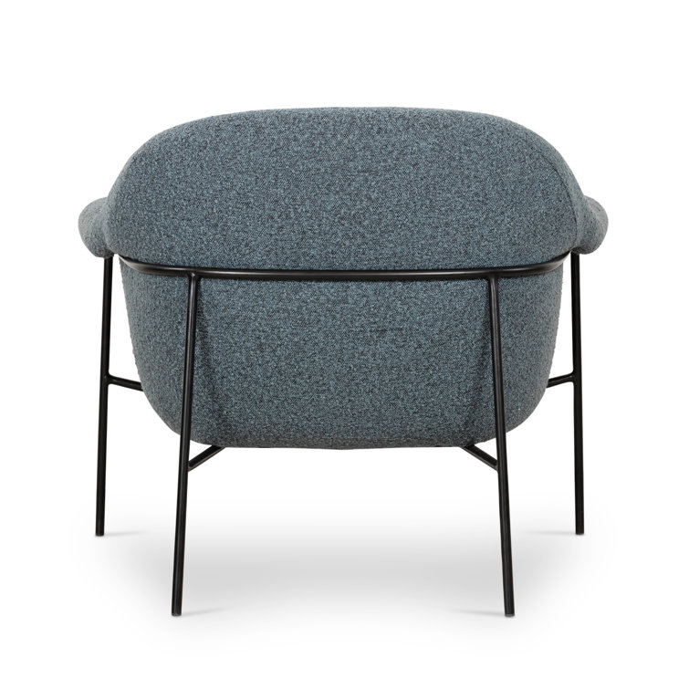 Sky Blue Boucle Accent Chair with Metal Base