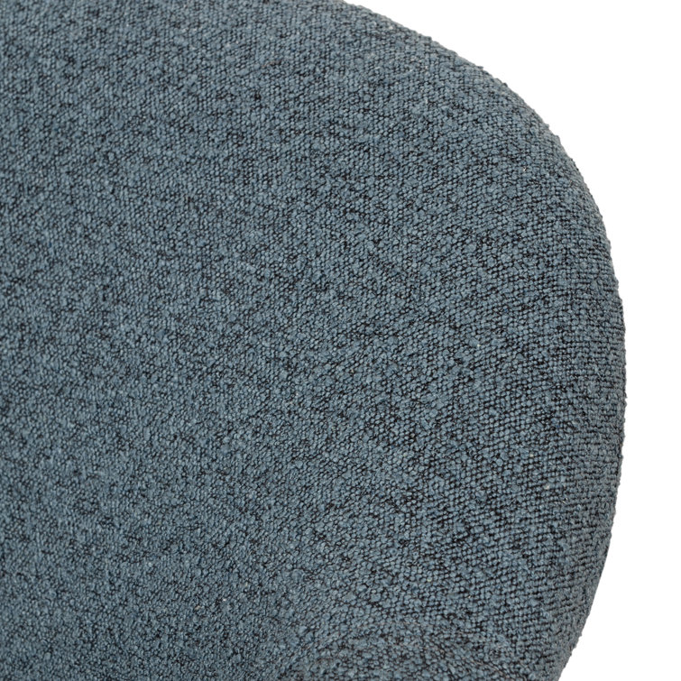 Sky Blue Boucle Accent Chair with Metal Base