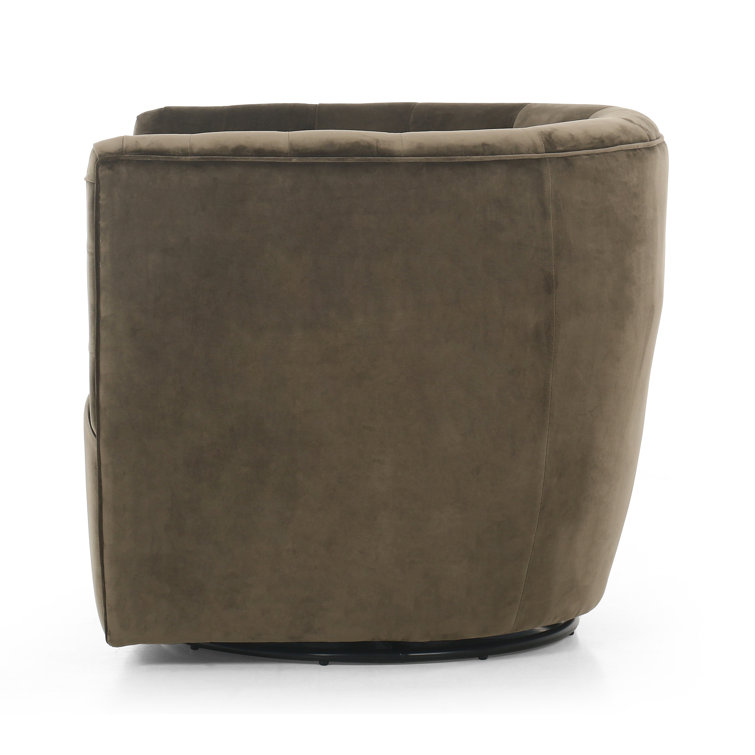 Surrey Olive Contemporary Swivel Chair in Green Boucle