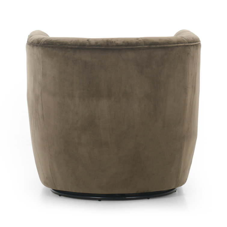 Surrey Olive Contemporary Swivel Chair in Green Boucle
