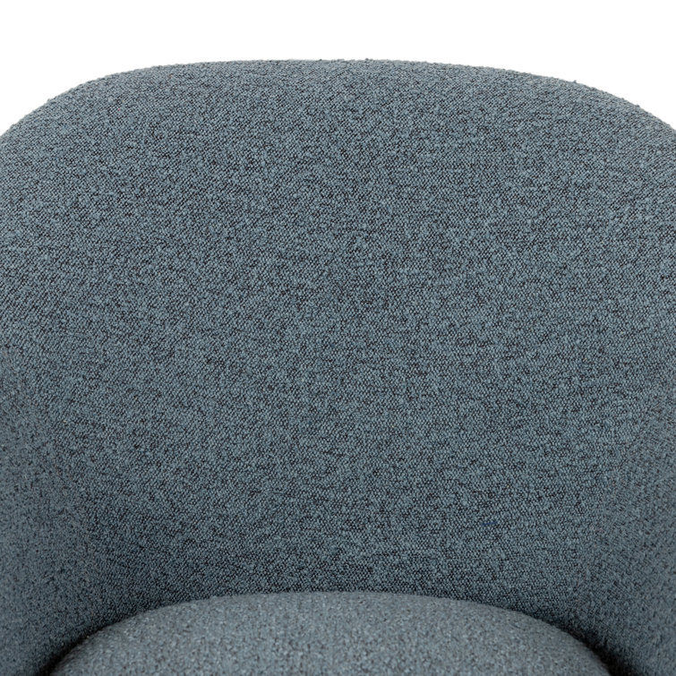 Sky Blue Boucle Accent Chair with Metal Base