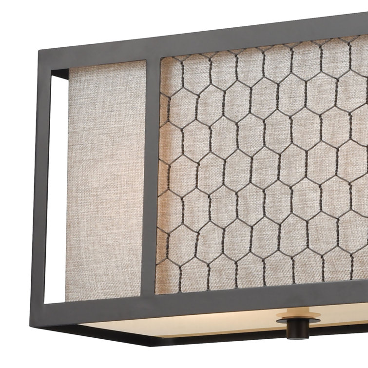 Bronze 4-Light Kitchen Island Pendant with Gray Linen Shade