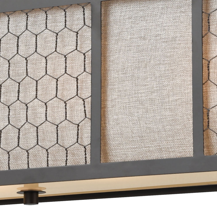 Bronze 4-Light Kitchen Island Pendant with Gray Linen Shade