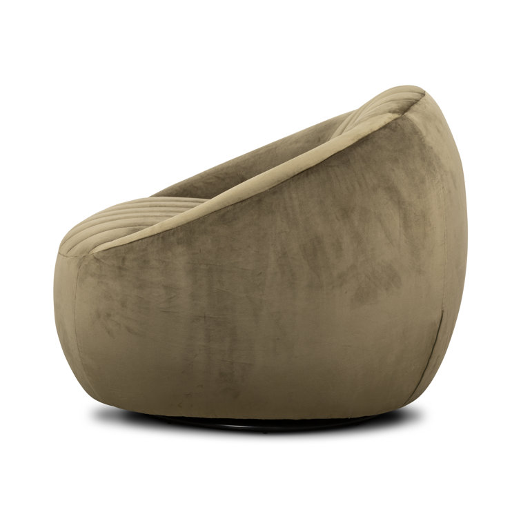 Surrey Olive Contemporary Leather Swivel Barrel Chair