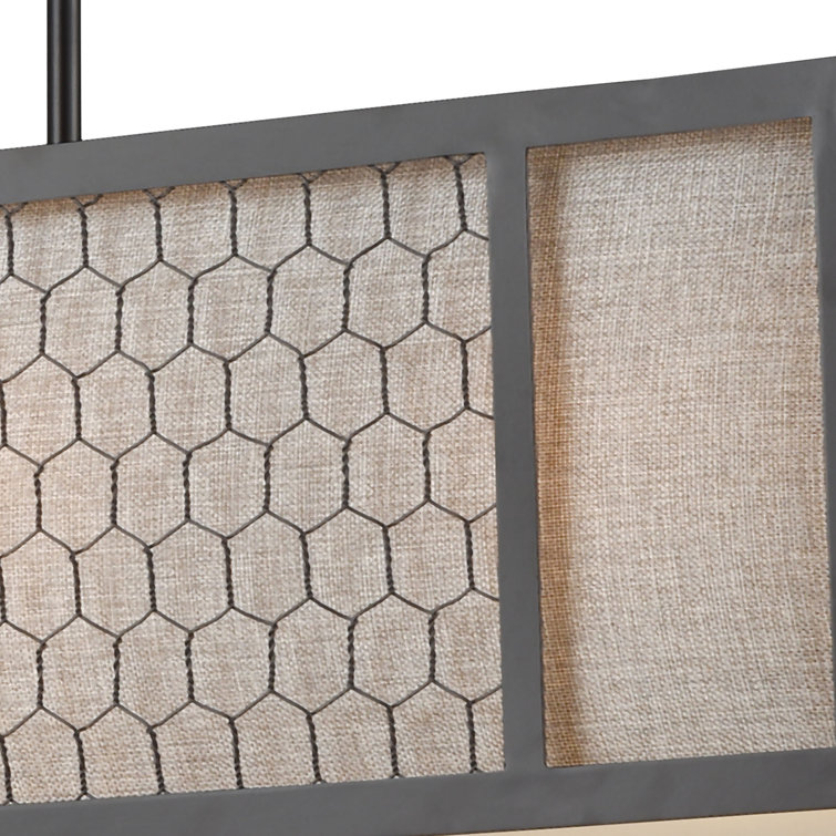 Bronze 4-Light Kitchen Island Pendant with Gray Linen Shade