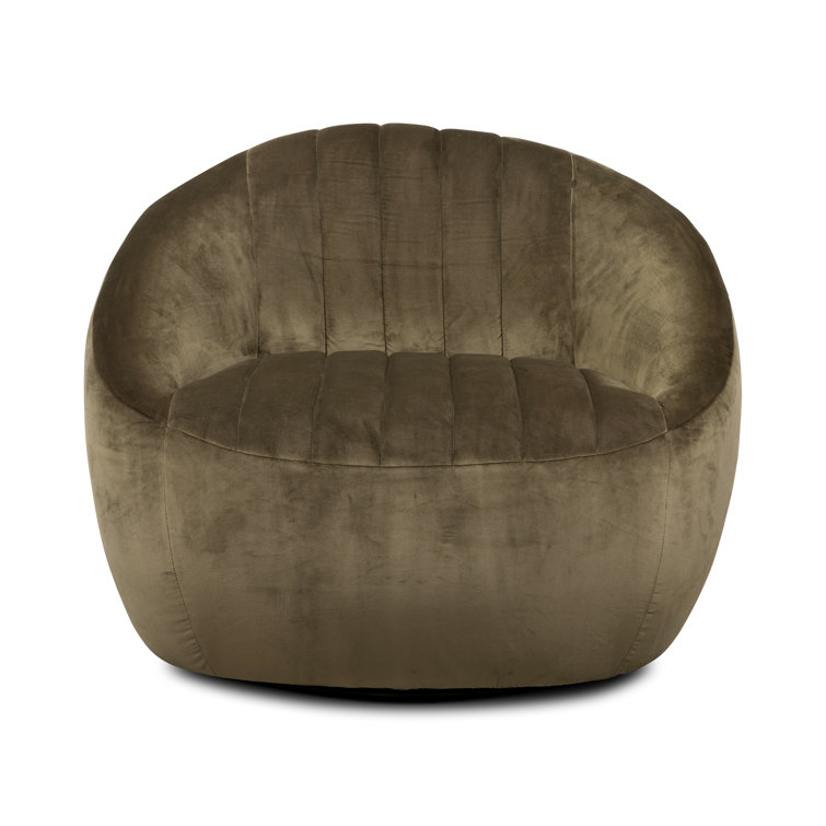 Surrey Olive Contemporary Leather Swivel Barrel Chair