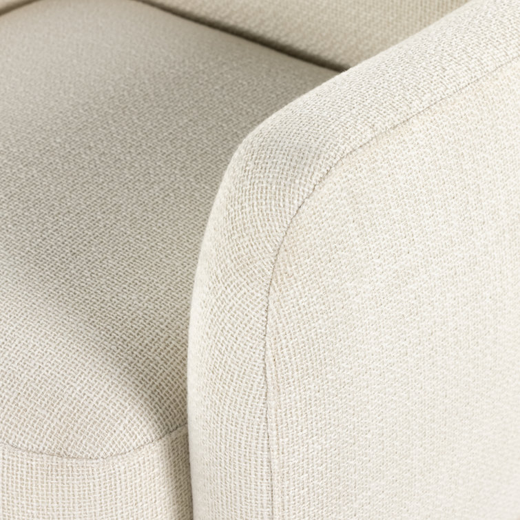 Gibson White Cream Swivel Accent Chair with Wood Base