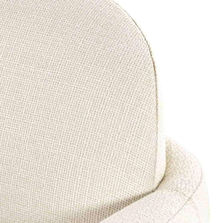 Gibson White Cream Swivel Accent Chair with Wood Base
