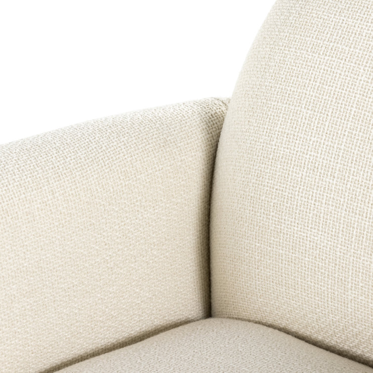 Gibson White Cream Swivel Accent Chair with Wood Base