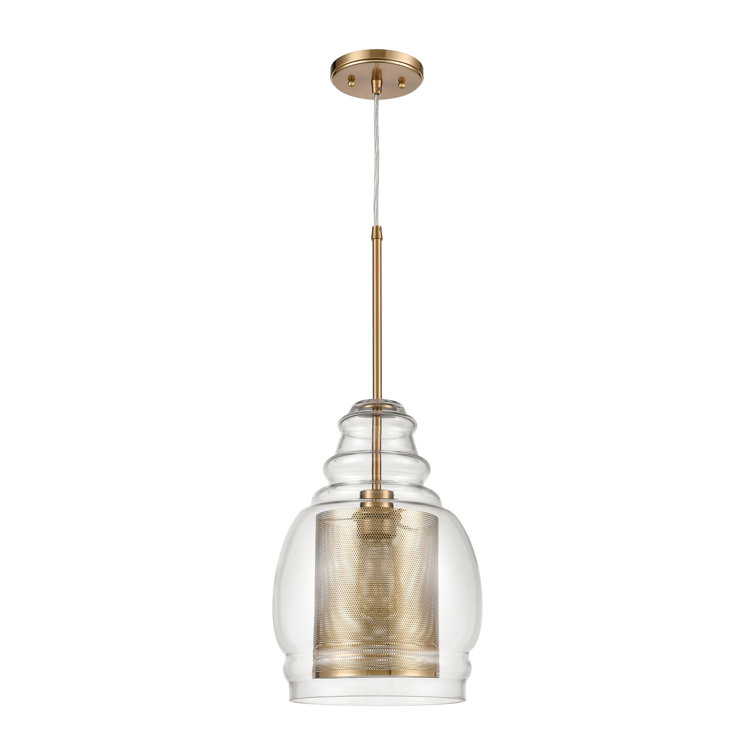 Antique Gold LED Pendant Light with Clear Glass Shade