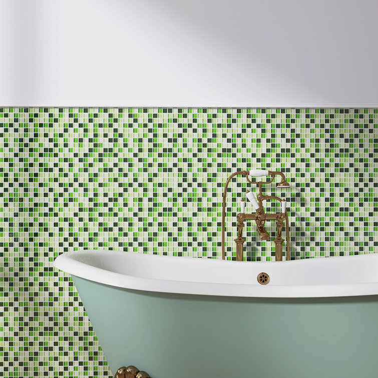 Green Glass Mosaic Tile Sheet for Bathroom and Kitchen