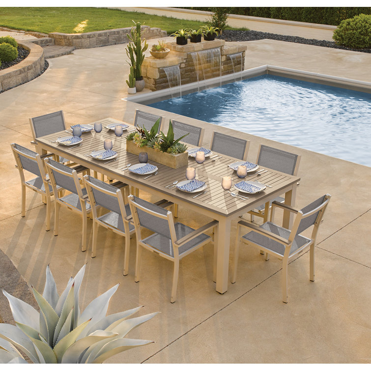 Flint Frame Titanium Basketweave Sling Dining Chair Set of 4