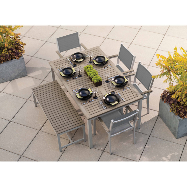 Flint Frame Titanium Basketweave Sling Dining Chair Set of 4