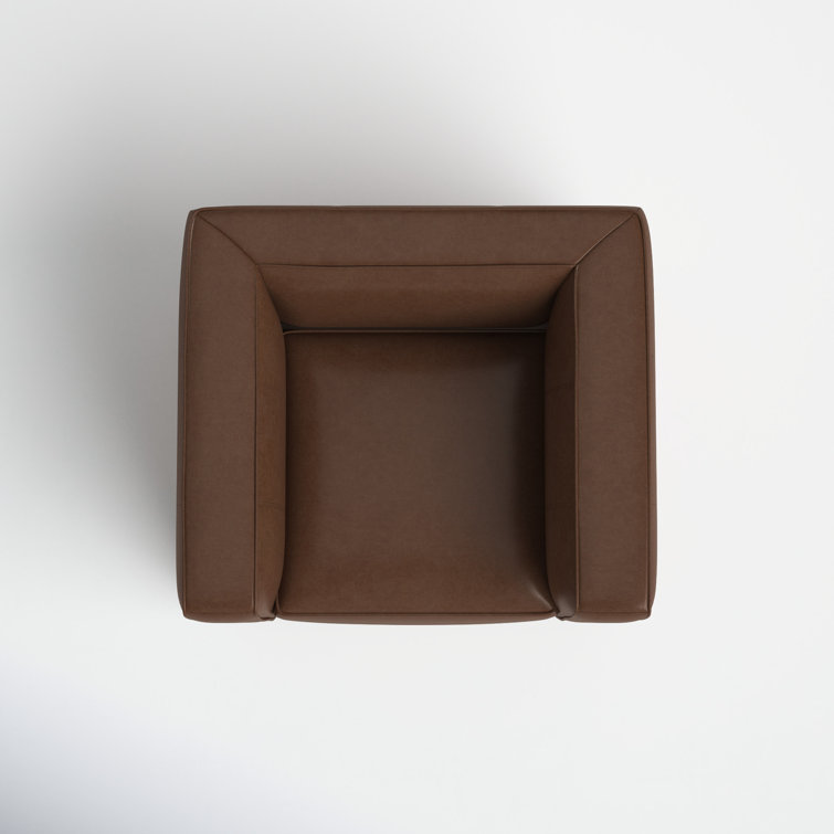 Camel Brown Genuine Leather Club Chair with Pine Frame