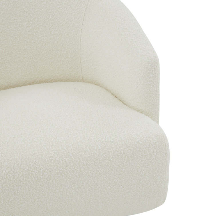 Pollyanne Ivory Boucle & Gold Swivel Barrel Accent Chair