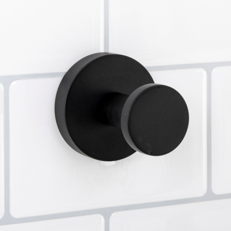 Matte Black Minimalist Brass Robe Hook with Circular Backplate