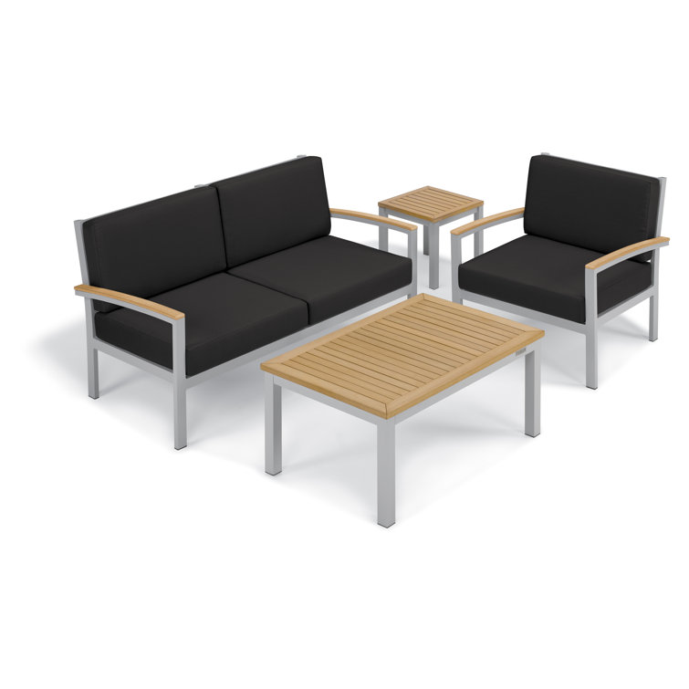 Natural Tekwood and Aluminum Outdoor Side Table