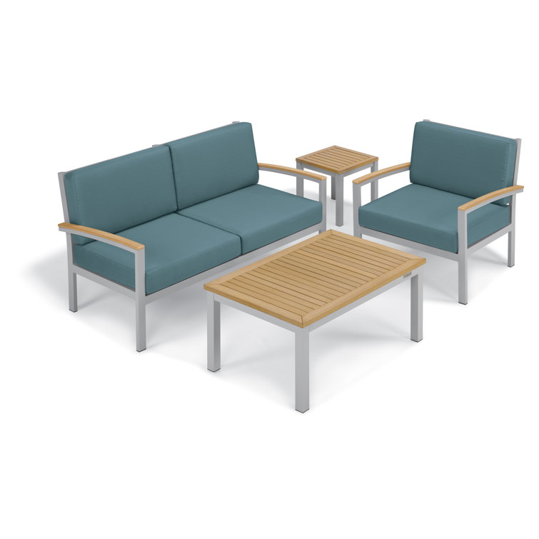 Natural Tekwood and Aluminum Outdoor Side Table