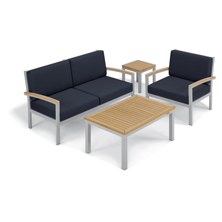 Natural Tekwood and Aluminum Outdoor Side Table