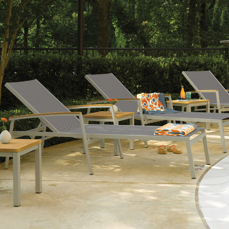 Natural Tekwood and Aluminum Outdoor Side Table
