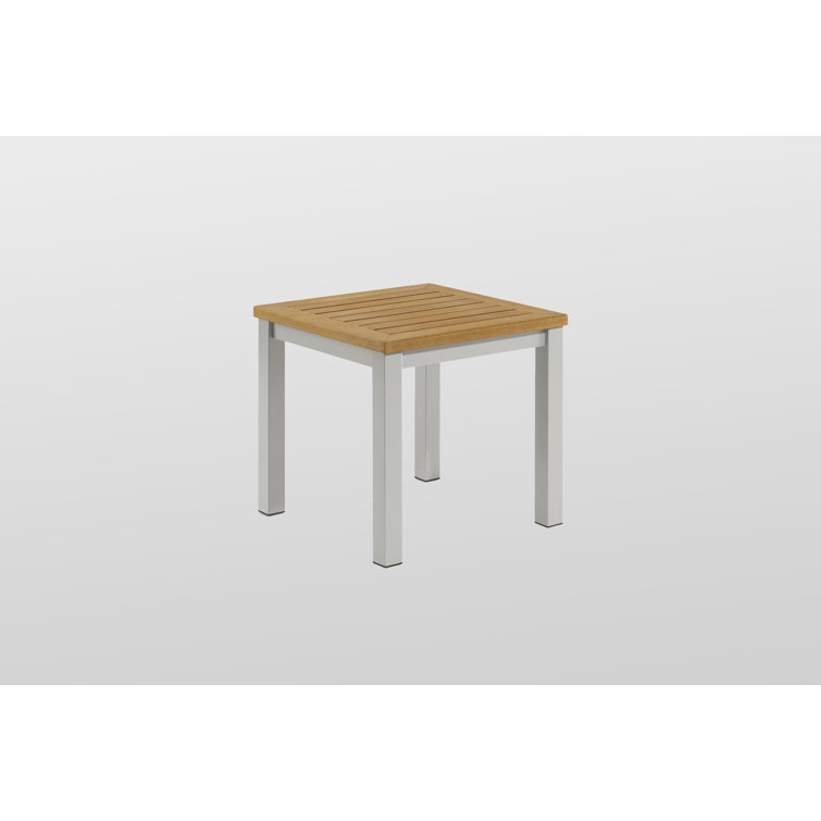 Natural Tekwood and Aluminum Outdoor Side Table