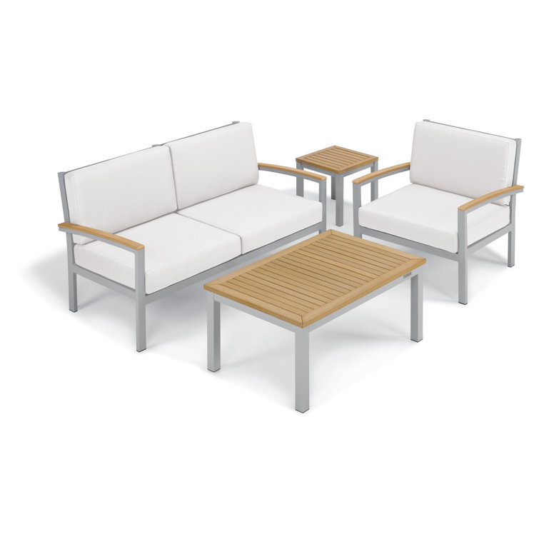 Natural Tekwood and Aluminum Outdoor Side Table
