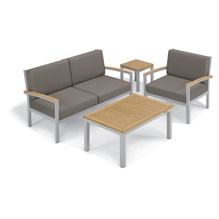Natural Tekwood and Aluminum Outdoor Side Table