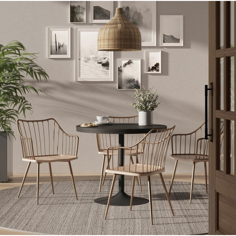 Windsor High Slat Back Arm Chair in Antique Copper and White Wash