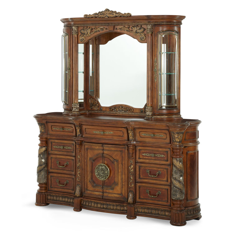 Classic Chestnut Birch Dresser with Mirror and Storage