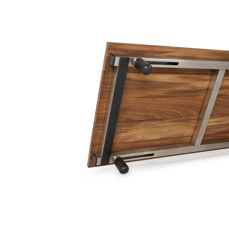 Adjustable Teak Wood Spa Tub Seat with Stainless Steel Frame
