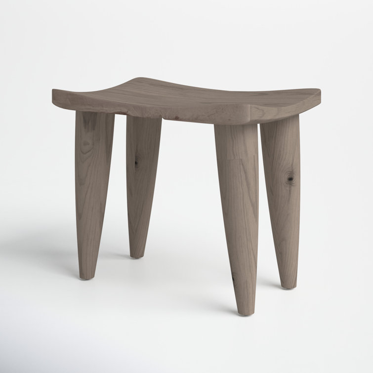 Weathered Gray Teak Solid Wood Accent Stool