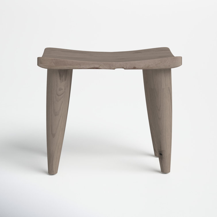 Weathered Gray Teak Solid Wood Accent Stool