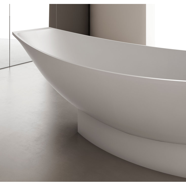 White Solid Surface Freestanding Hammock Style Bathtub