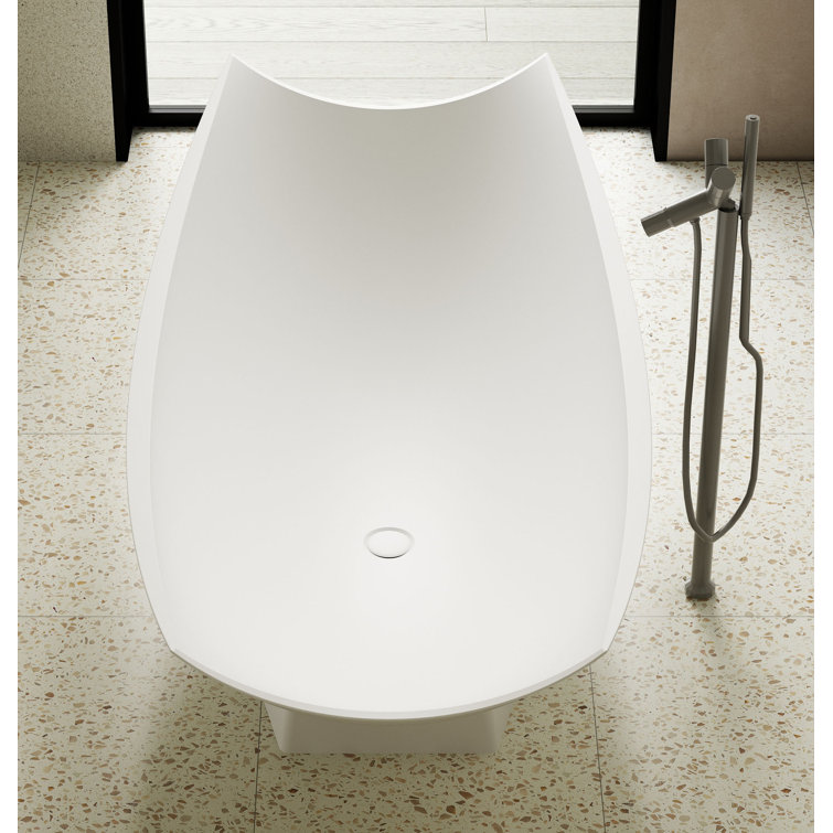 71" White Matte Solid Surface Freestanding Hammock Bathtub